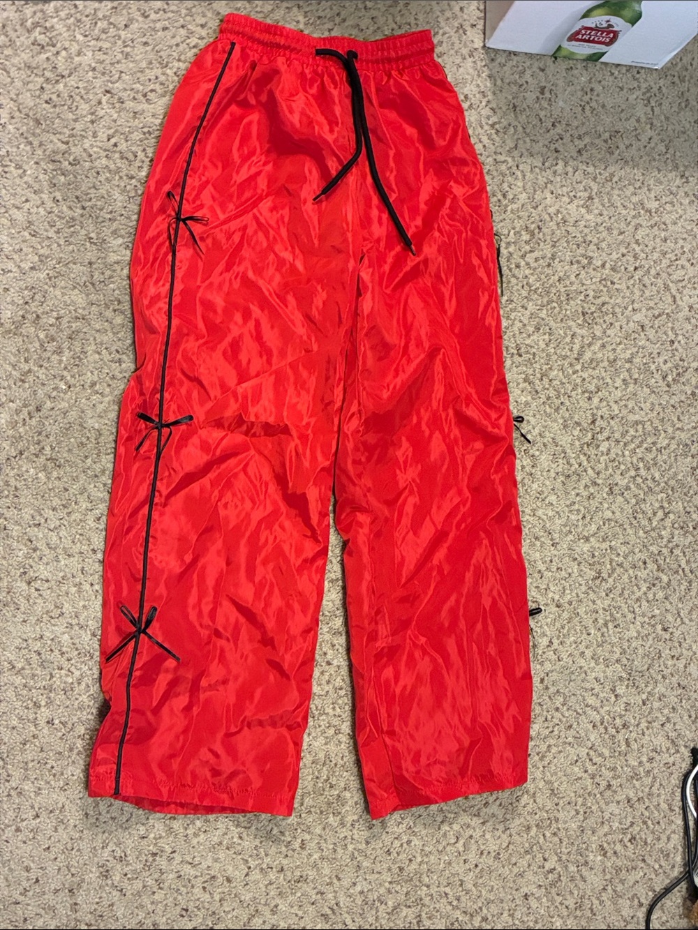 SHEIN Red Kids Jogger Pants with Black Trim